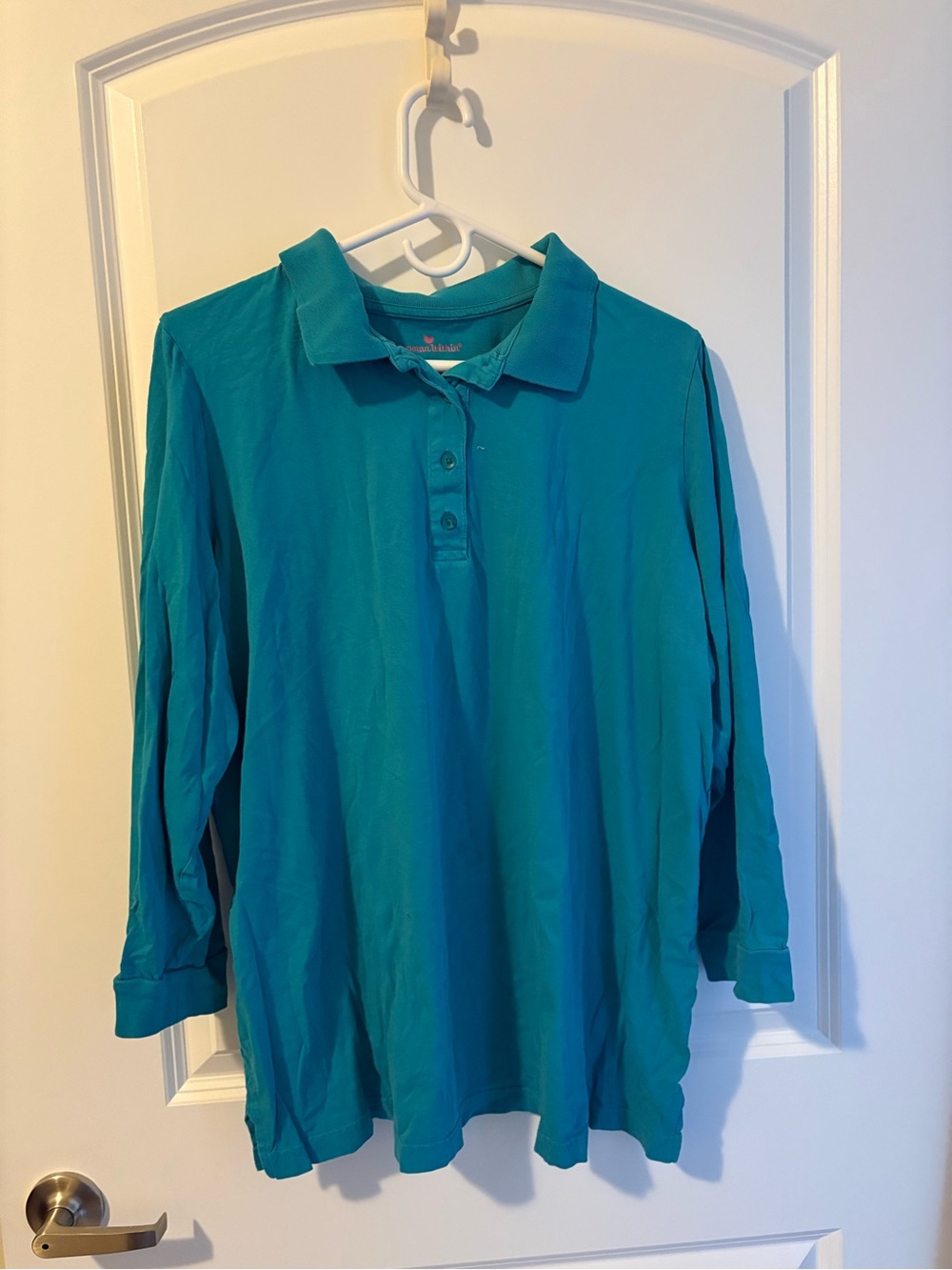 6 Woman Within  Cotton polo shirts with Button Neck long and short sleeve